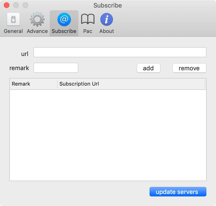 V2rayU macOS 订阅设置界面官方预览